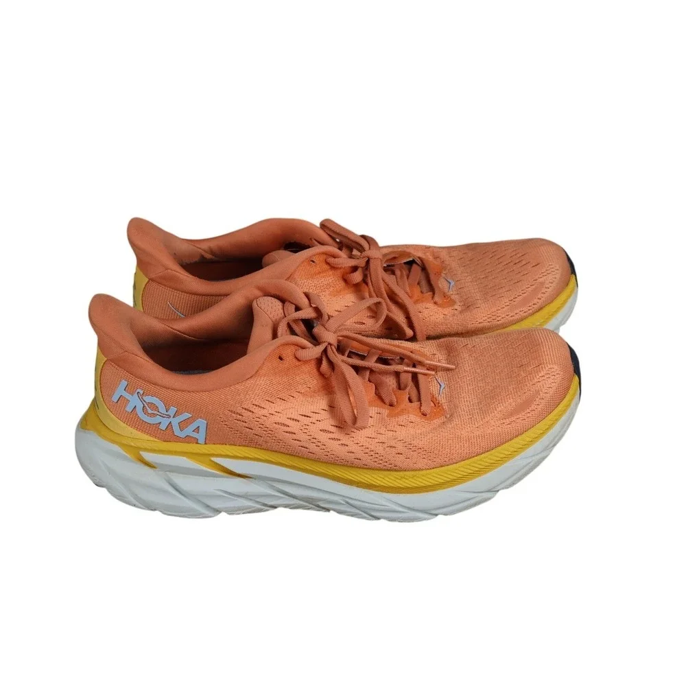 Hoka One One Shoes Womens Size 9 Orange Clifton 8 Running Sneakers Cushioned